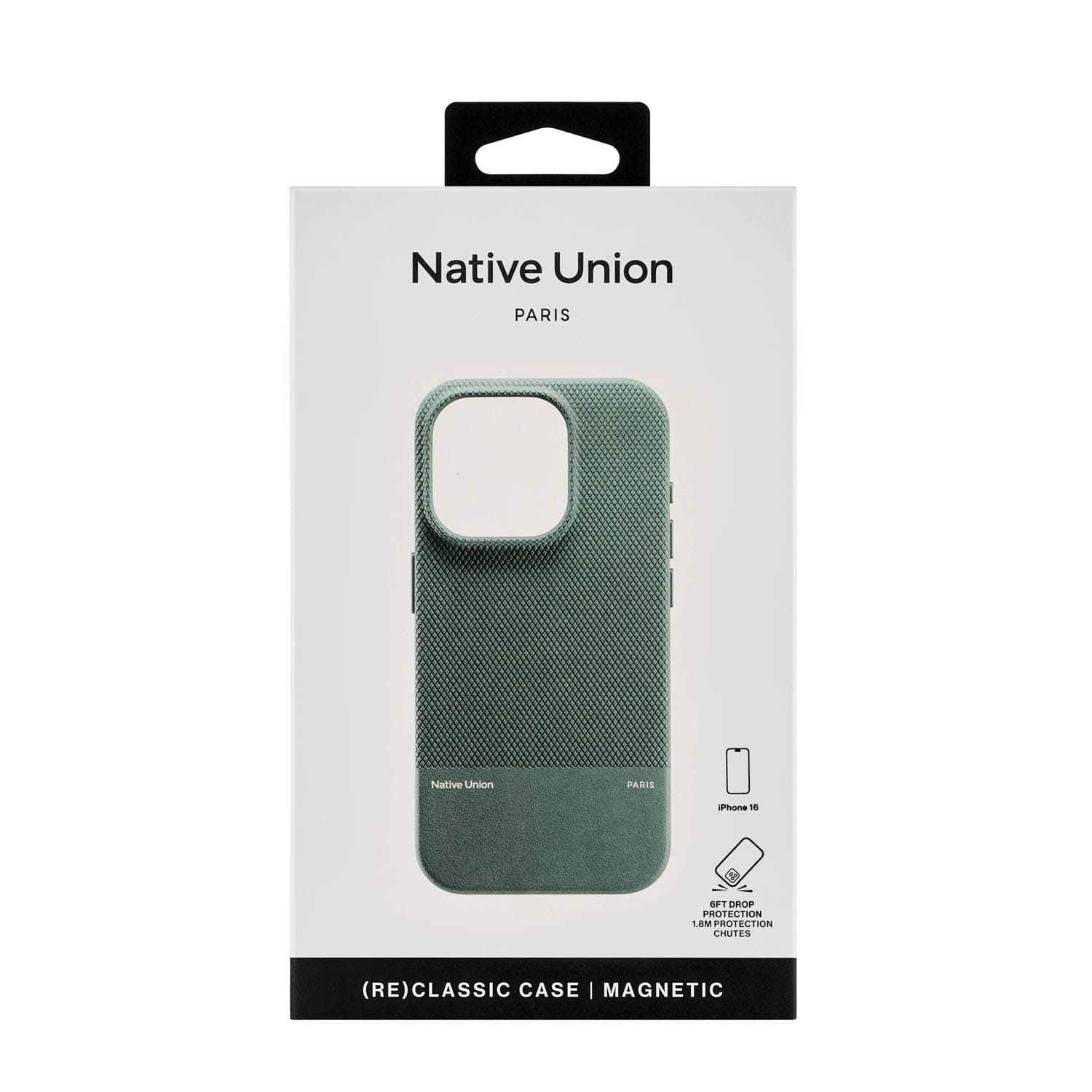 На фото изображено Чехол Native Union (RE)Classic Case MagSafe для iPhone 16, зеленый сланец