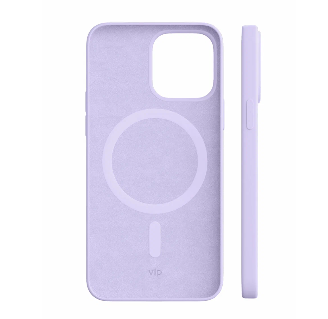 На фото изображено Чехол защитный VLP Silicone case с MagSafe для iPhone 14 Pro, сиреневый