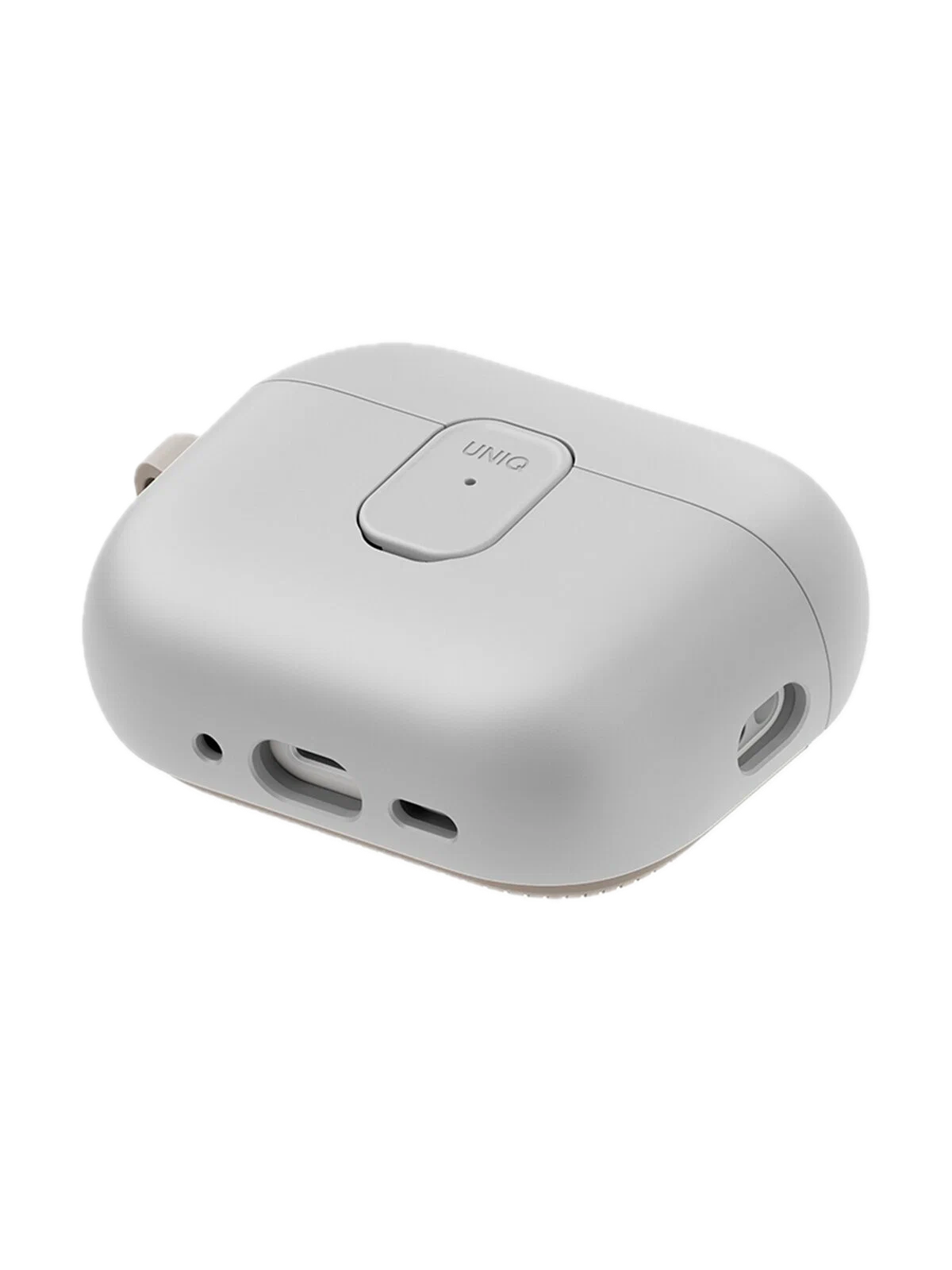 На фото изображено Чехол Uniq CLYDE Lock case для AirPods Pro 3, Mist Grey/Khaki