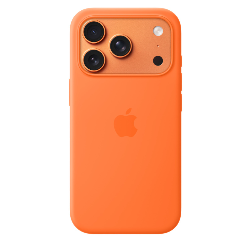 Фото Чехол защитный Apple Silicone Case with MagSafe для iPhone 17 Pro, оранжевый На фото изображено Чехол защитный Apple Silicone Case with MagSafe для iPhone 17 Pro, оранжевый