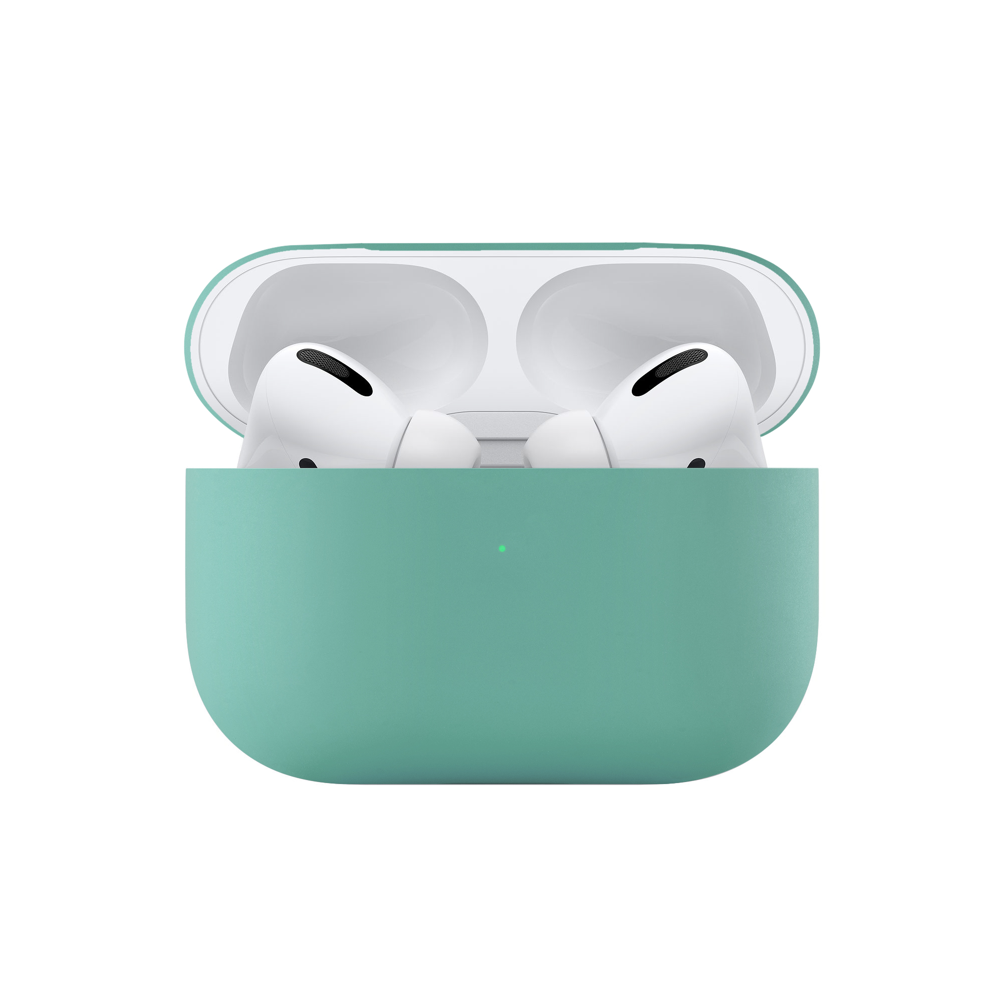 На фото изображено Ультратонкий силиконовый чехол uBear Touch Case for AirPods Pro, мятный