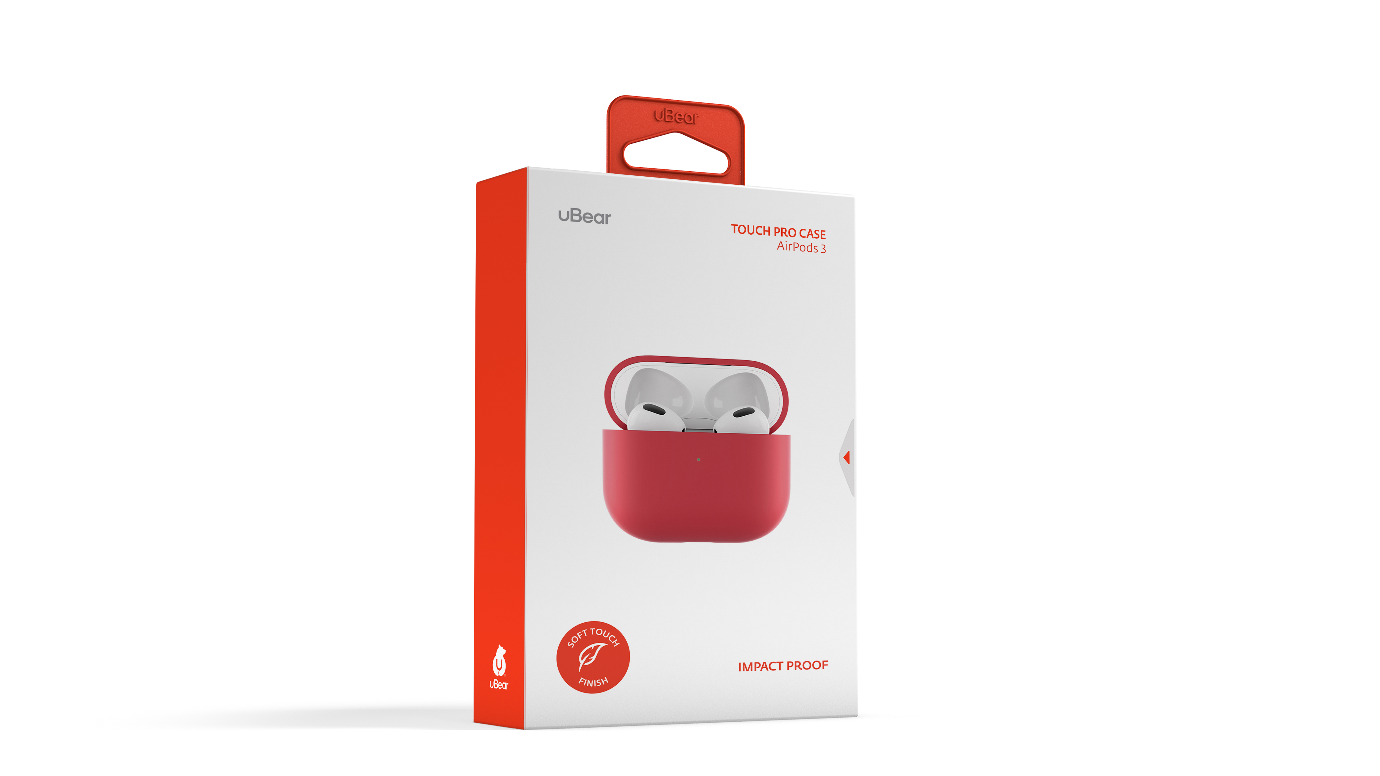 На фото изображено Защитный чехол Touch Pro для Airpods 3, усиленный, красный