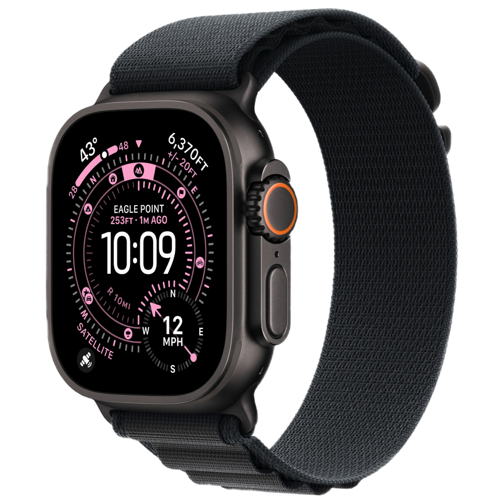 Фото Apple Watch Ultra 3 GPS + Cellular, 49 мм, корпус из чёрного титана, ремешок Alpine, цвет чёрный, L Фото Apple Watch Ultra 3 GPS + Cellular, 49 мм, корпус из чёрного титана, ремешок Alpine, цвет чёрный, L