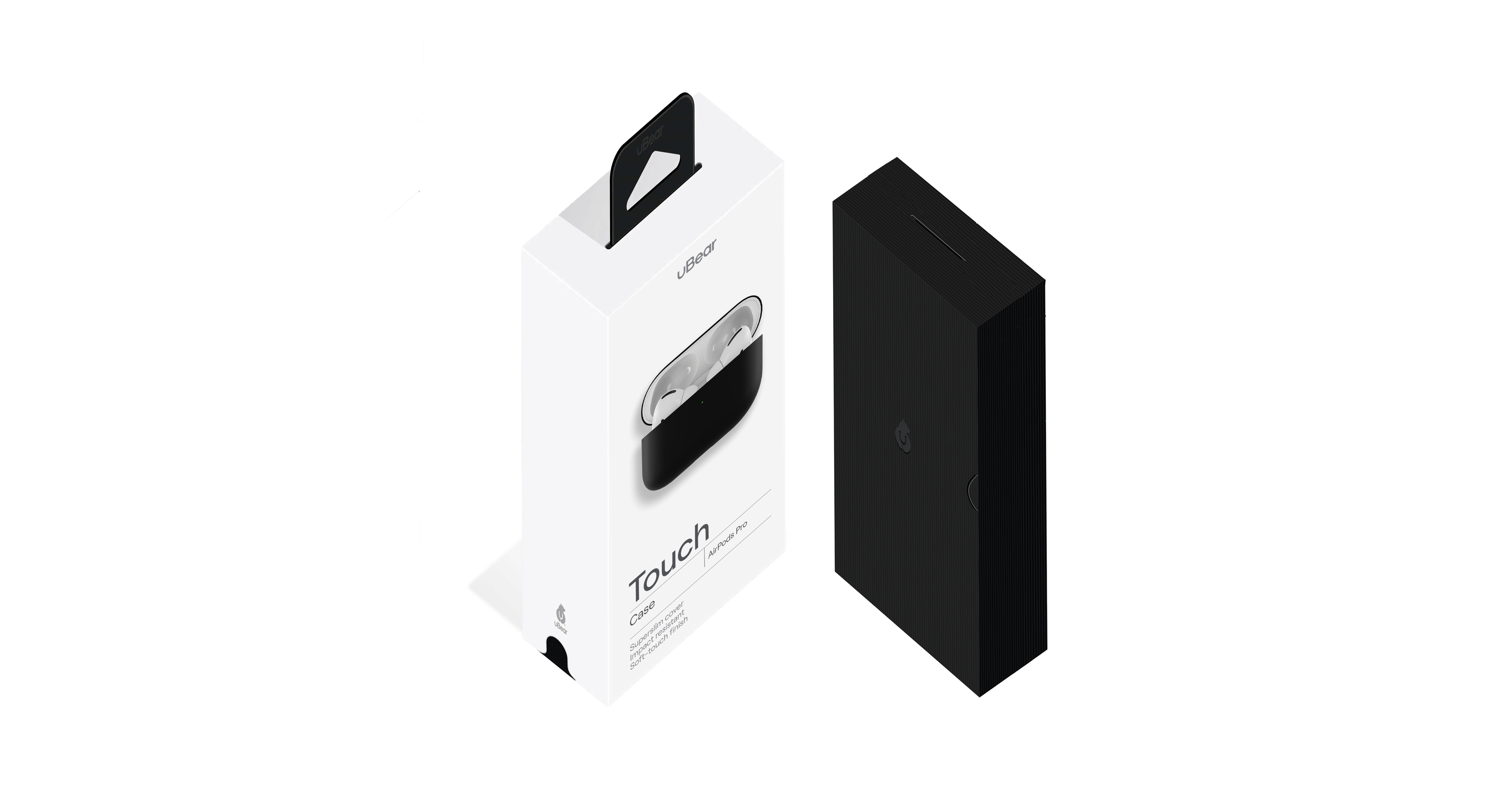 На фото изображено Ультратонкий силиконовый чехол uBear Touch Case for AirPods Pro, чёрный