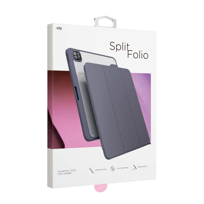 На фото изображено Защитный чехол VLP Split Folio для iPad Pro M4 13”, лавандовый