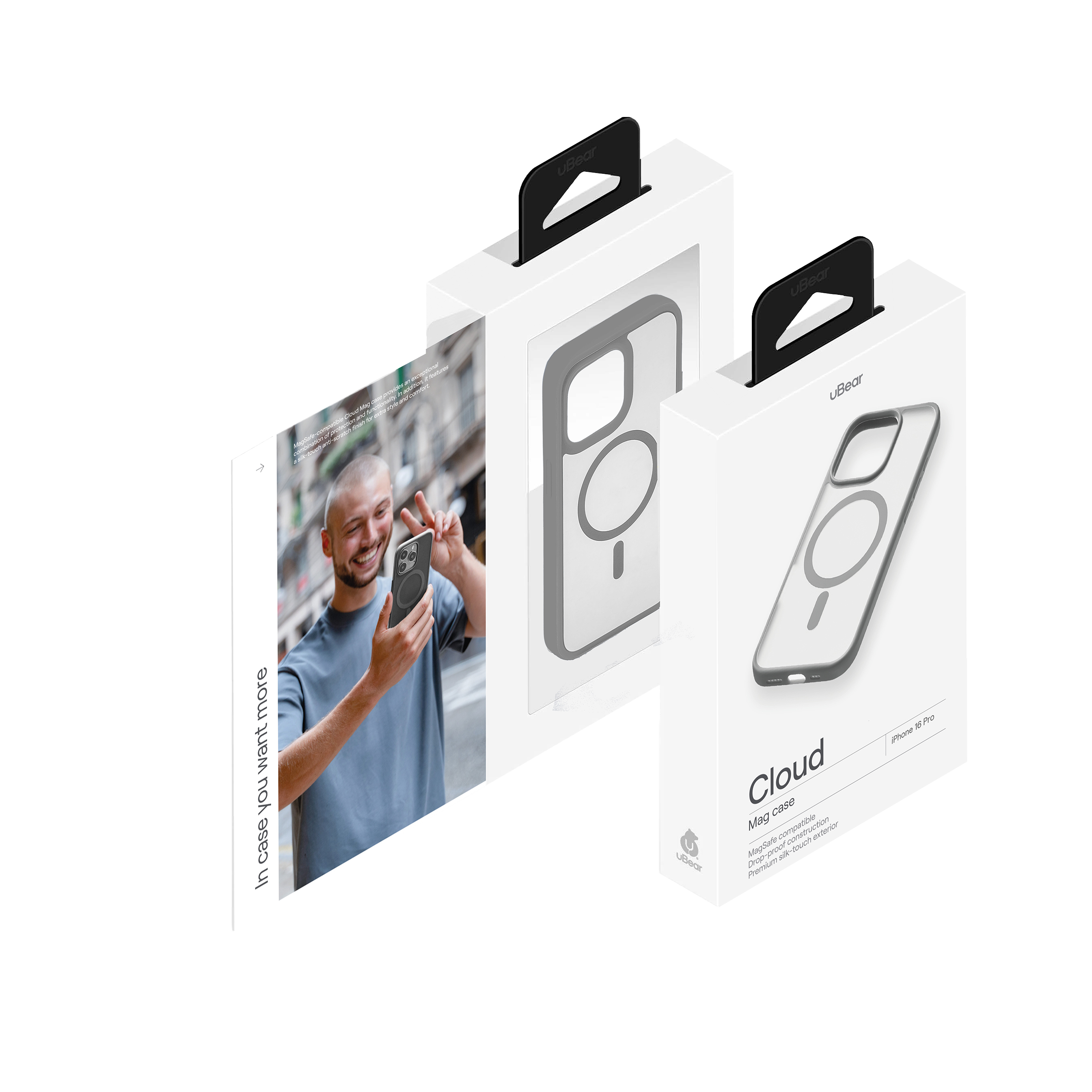Чехол защитный uBear Cloud Mag Case для iPhone 16 Pro, серый