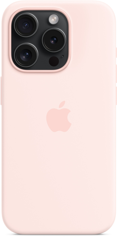 На фото изображено Чехол Apple MagSafe для iPhone 15 Pro, силикон, Розовый