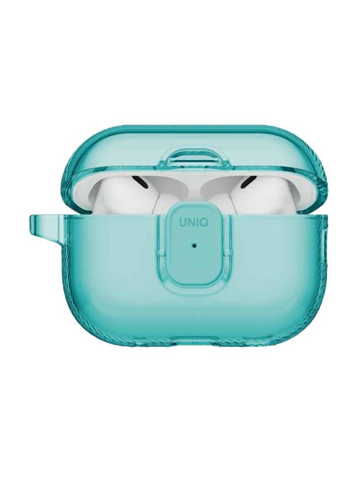 На фото изображено Чехол Uniq Glase PRO TPU для AirPods Pro 3, Teal