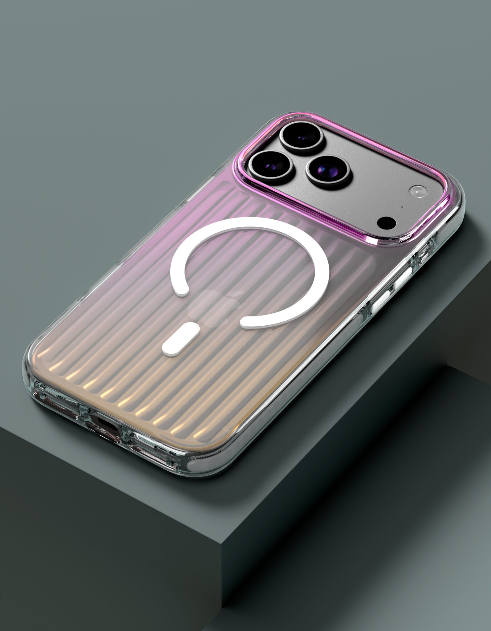 На фото изображено Чехол защитный VLP Pulse Case с MagSafe для iPhone 17 Pro Max, перламутровый