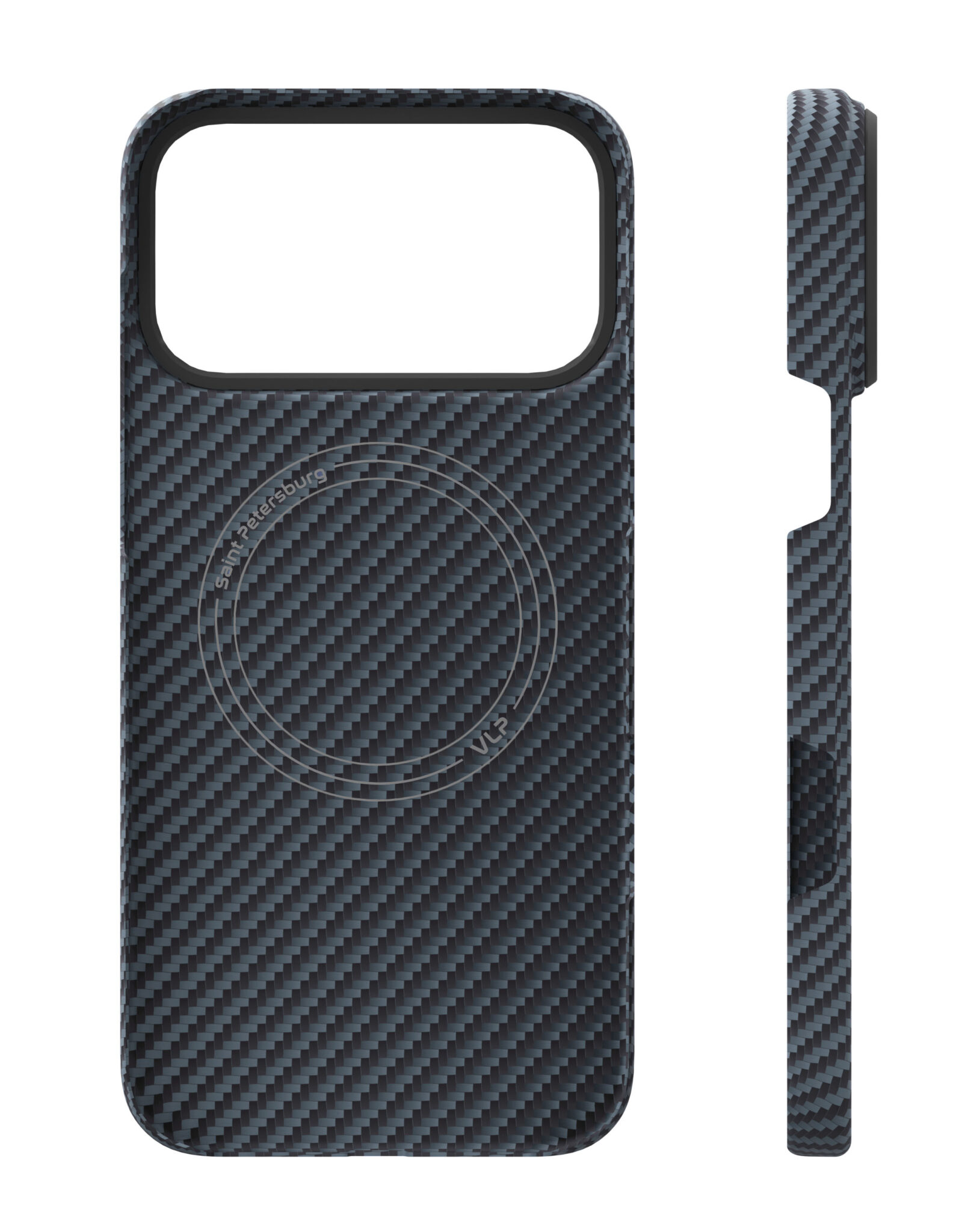 На фото изображено Чехол защитный VLP Kevlar Case с MagSafe для iPhone 17 Pro Max, синий