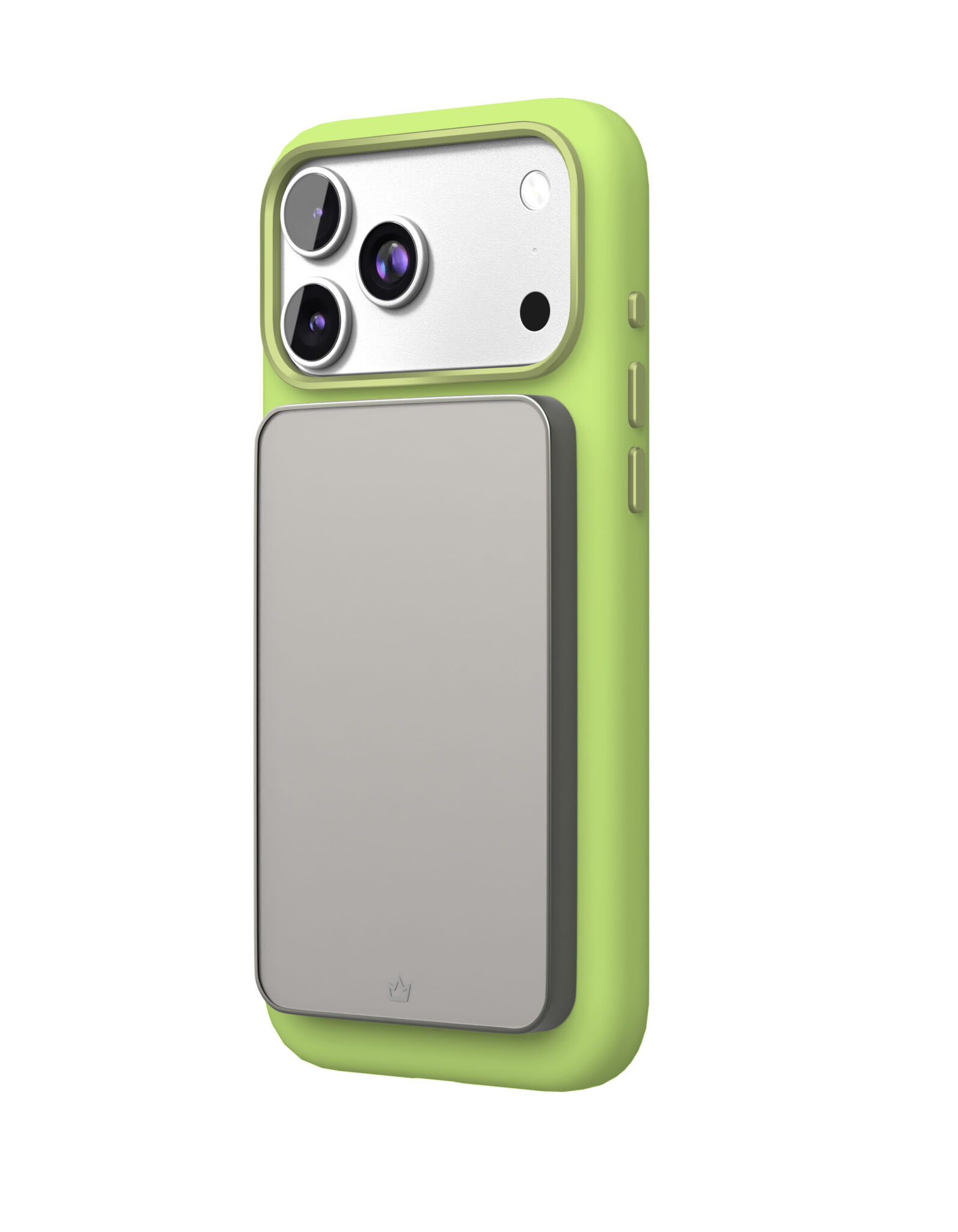 На фото изображено Чехол защитный VLP Aster Pro Case с MagSafe для iPhone 17 Pro Max, лайм