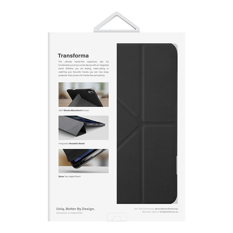 На фото изображено Чехол Uniq Transforma для iPad 10th Gen, черный