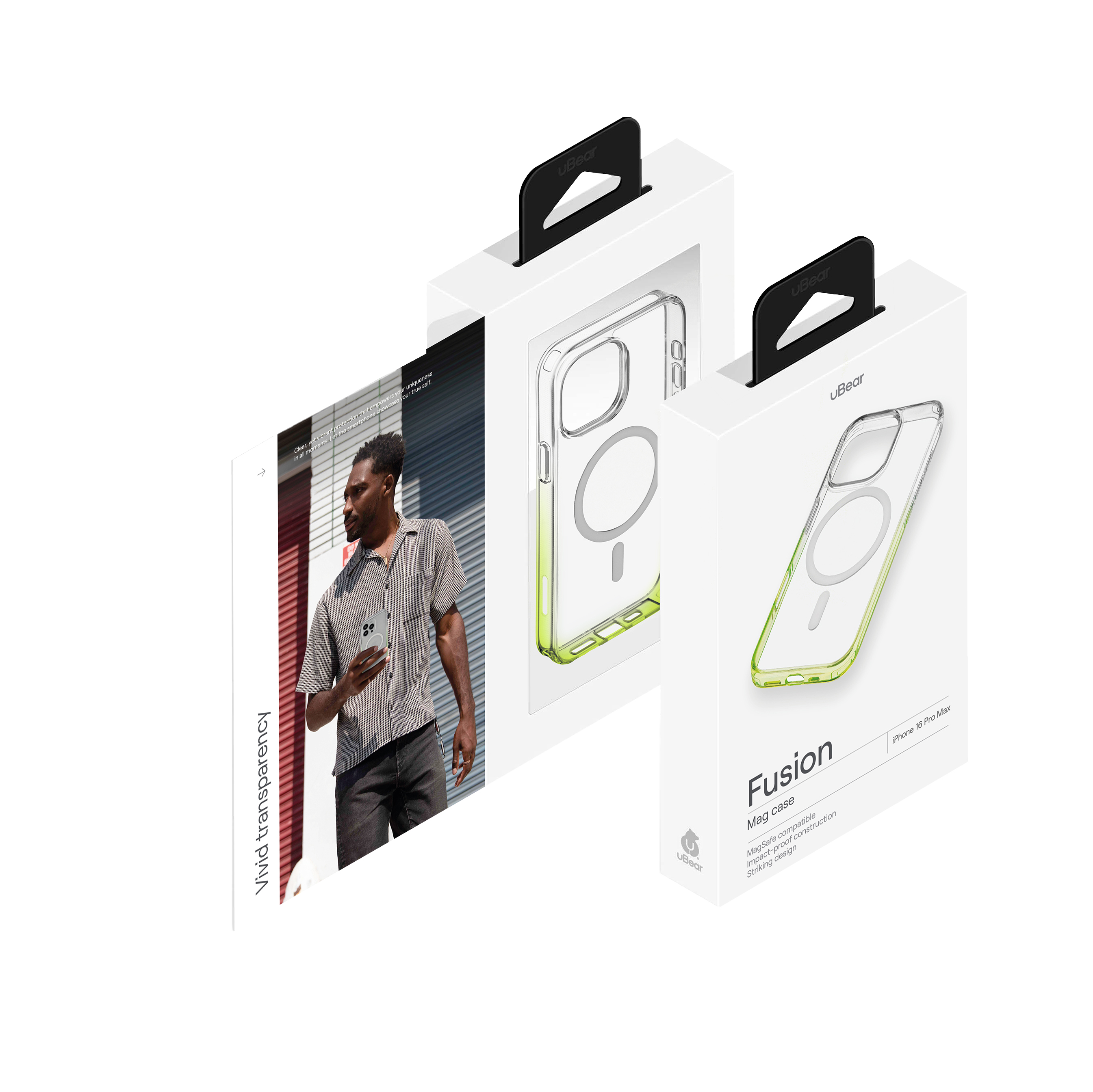 На фото изображено Чехол защитный uBear Fusion Mag Case для iPhone 16 Pro Max, лайм