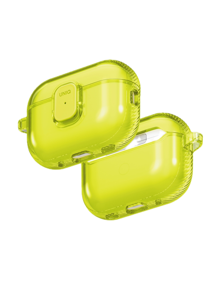 На фото изображено Чехол Uniq Glase PRO TPU для AirPods Pro 3, Light Lime