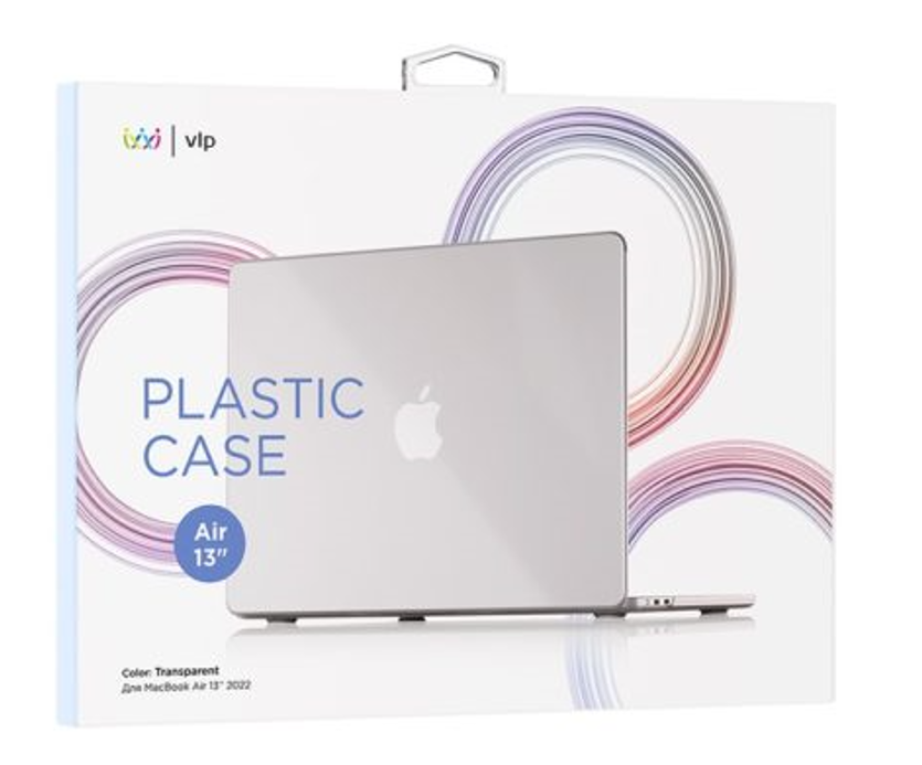 На фото изображено Чехол защитный VLP Plastic Case для MacBook Air 13" 2022, прозрачный