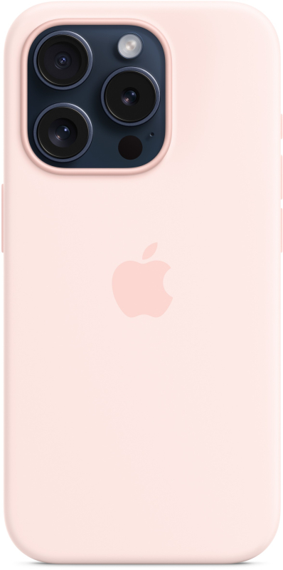 На фото изображено Чехол Apple MagSafe для iPhone 15 Pro, силикон, Розовый