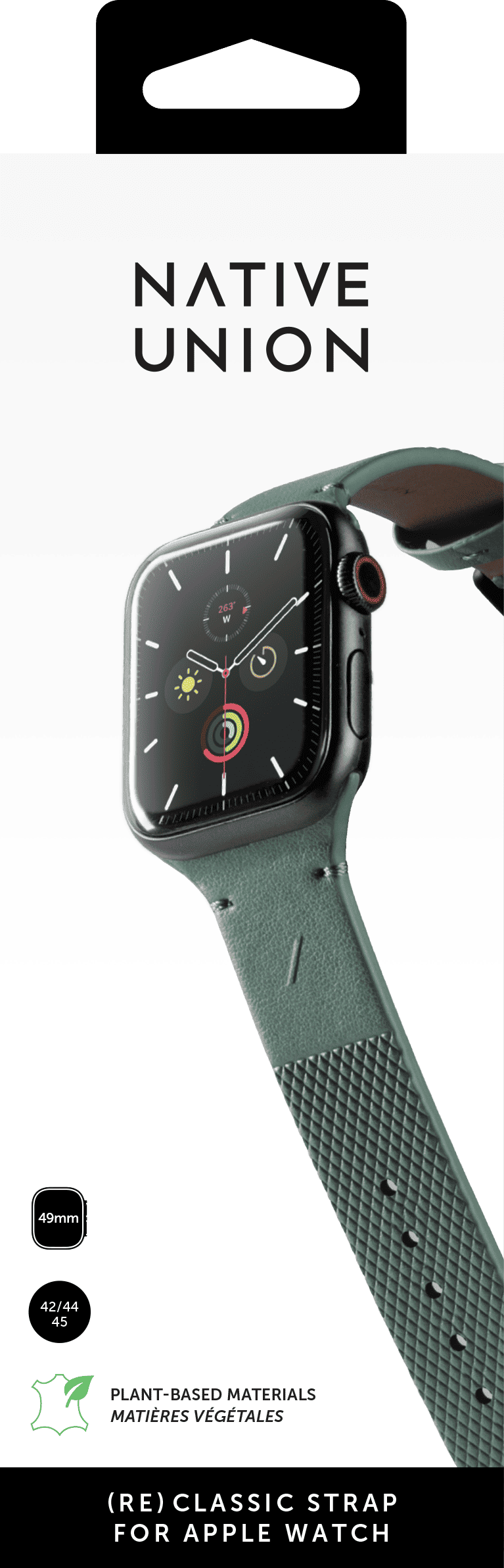 На фото изображено Ремешок Native Union (RE)Classic Strap для Apple Watch 42/44 мм, зеленый